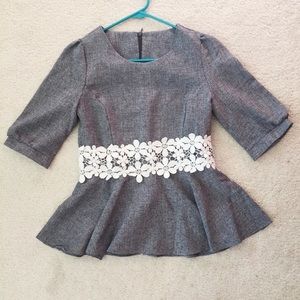 Lace Trim Peplum Top